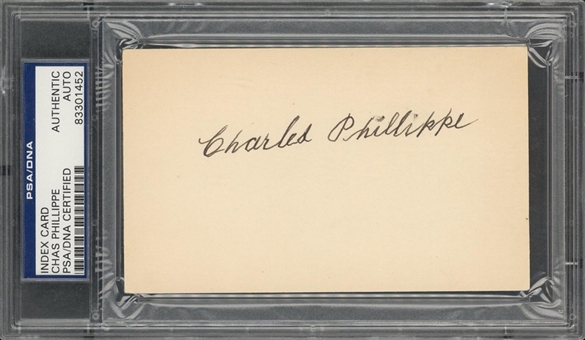 Charles "Deacon" Phillippe Signed Index Card (PSA/DNA)